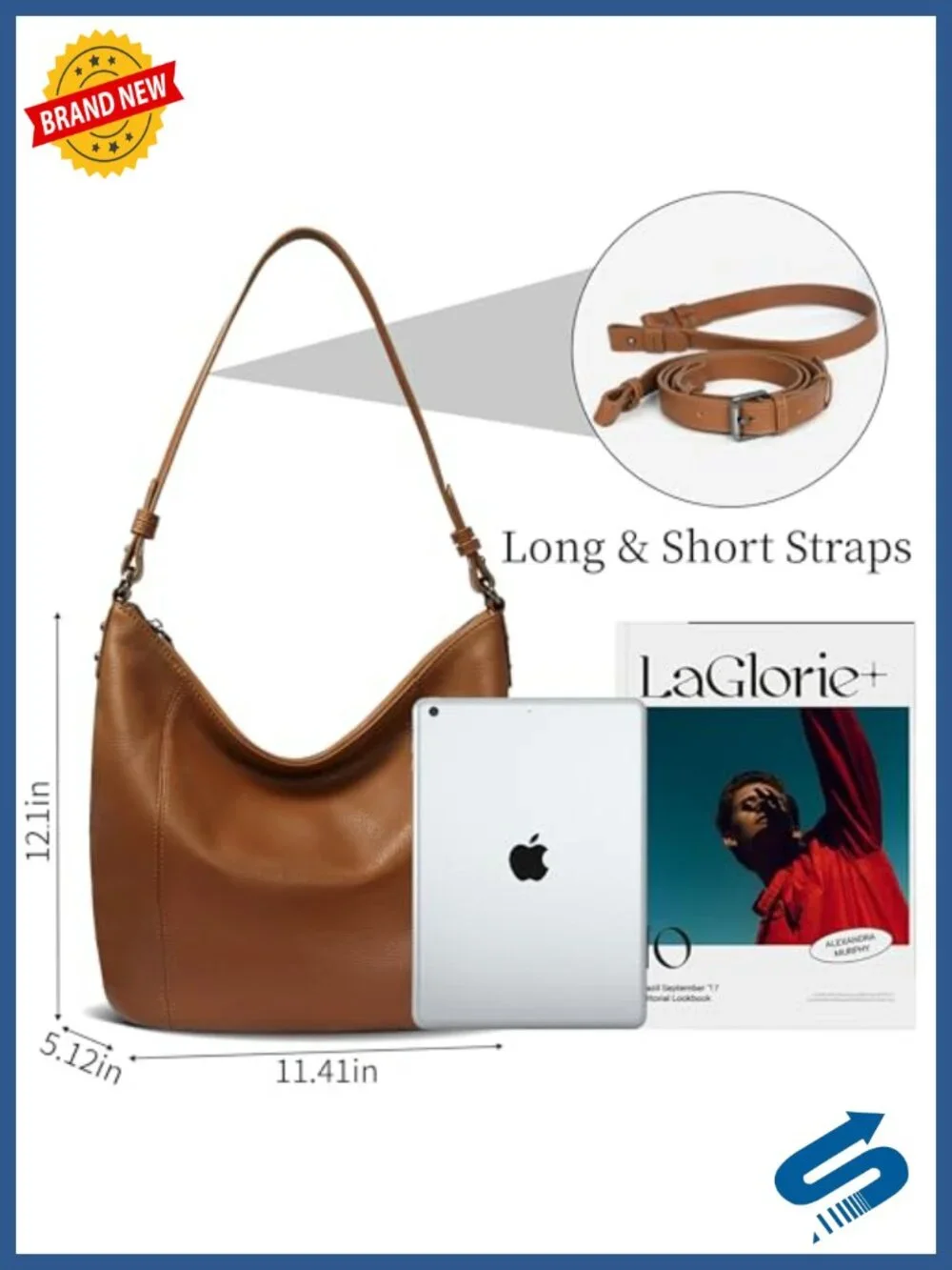 Genuine Leather Hobo Bag Large Crossbody Shoulder Purse Womens Tote Work